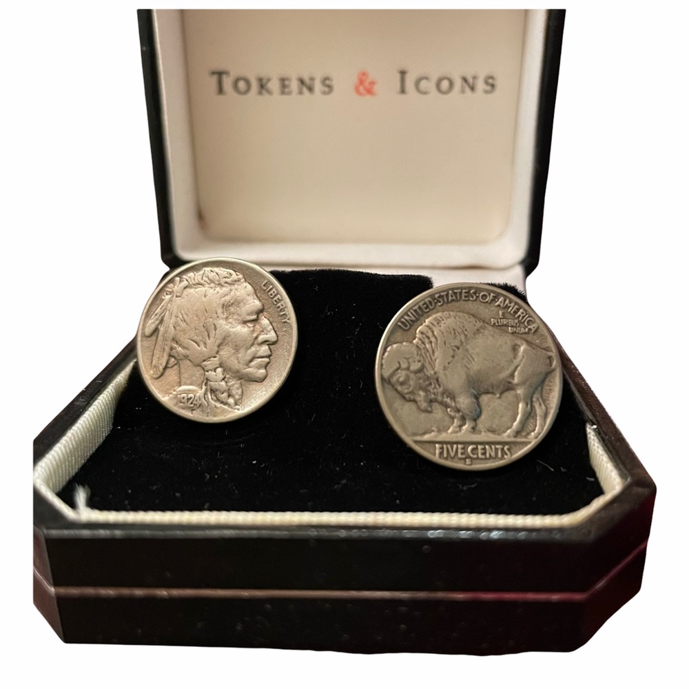 Buffalo Nickel Cuff Links 1936 Tokens & Icons